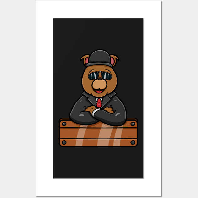 Mafia Bear Cartoon Mascot Wall Art by tedykurniawan12